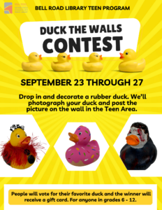 Teen Program- Duck the Walls @ Bell Road Library Teen Activity Room | Newburgh | Indiana | United States