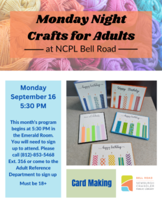 Monday Night Craft for Adults @ Newburgh Chandler Public Library | Newburgh | Indiana | United States